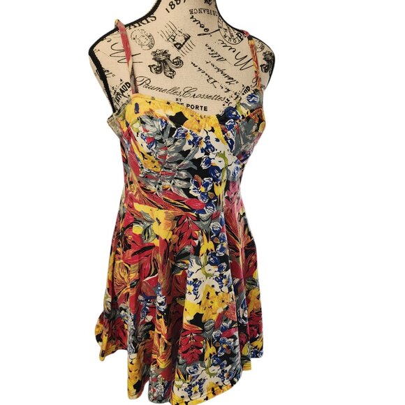 Y2K MINKPINK Women's Floral Sundress Size L Boho Summer Dress Spaghetti Straps - Picture 2 of 14